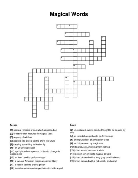 Immerse yourself in a magical tale through the story crossword